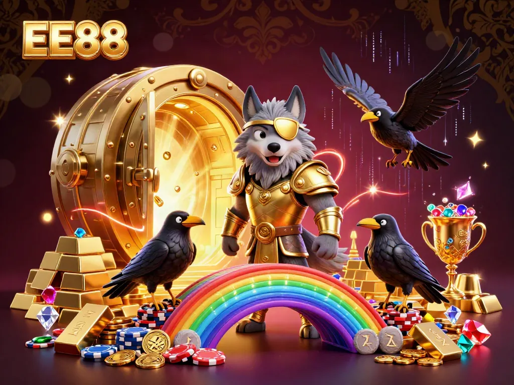 Experience the vibrant world of EE88 with an action-packed Norse-inspired casino scene.