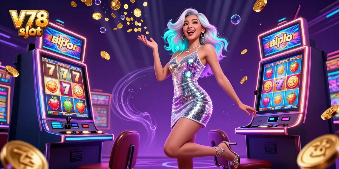 Rasakan sensasi V78 slot dengan suasana kasino yang cerah menampilkan karakter yang merayakan, elemen permainan yang dinamis, dan efek yang bercahaya.