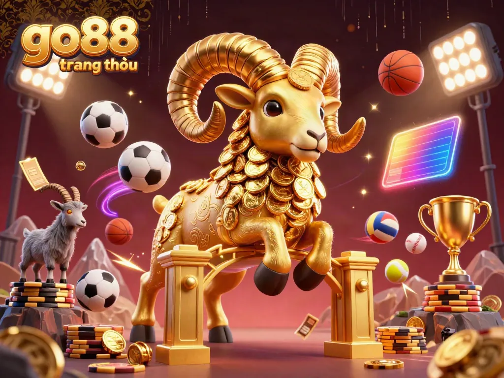 Experience the thrill of go88 trang chủ with a dynamic scene featuring casino games and vibrant sports elements.