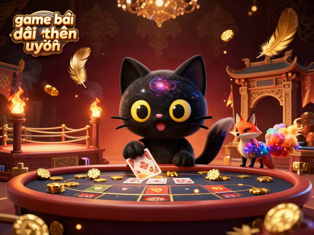 Win big in the game bài đổi thưởng uy tín at a cosmic casino table with dynamic gaming elements.