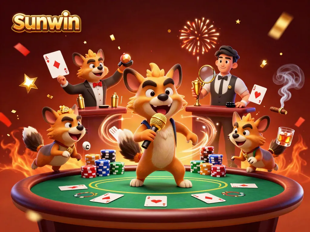 Experience the excitement of sunwin casino with hyenas in a vibrant casino scene.