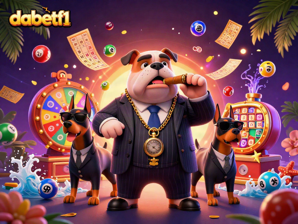Engage in thrilling lottery action with dabetf1 and dynamic colorful elements in a vibrant casino scene