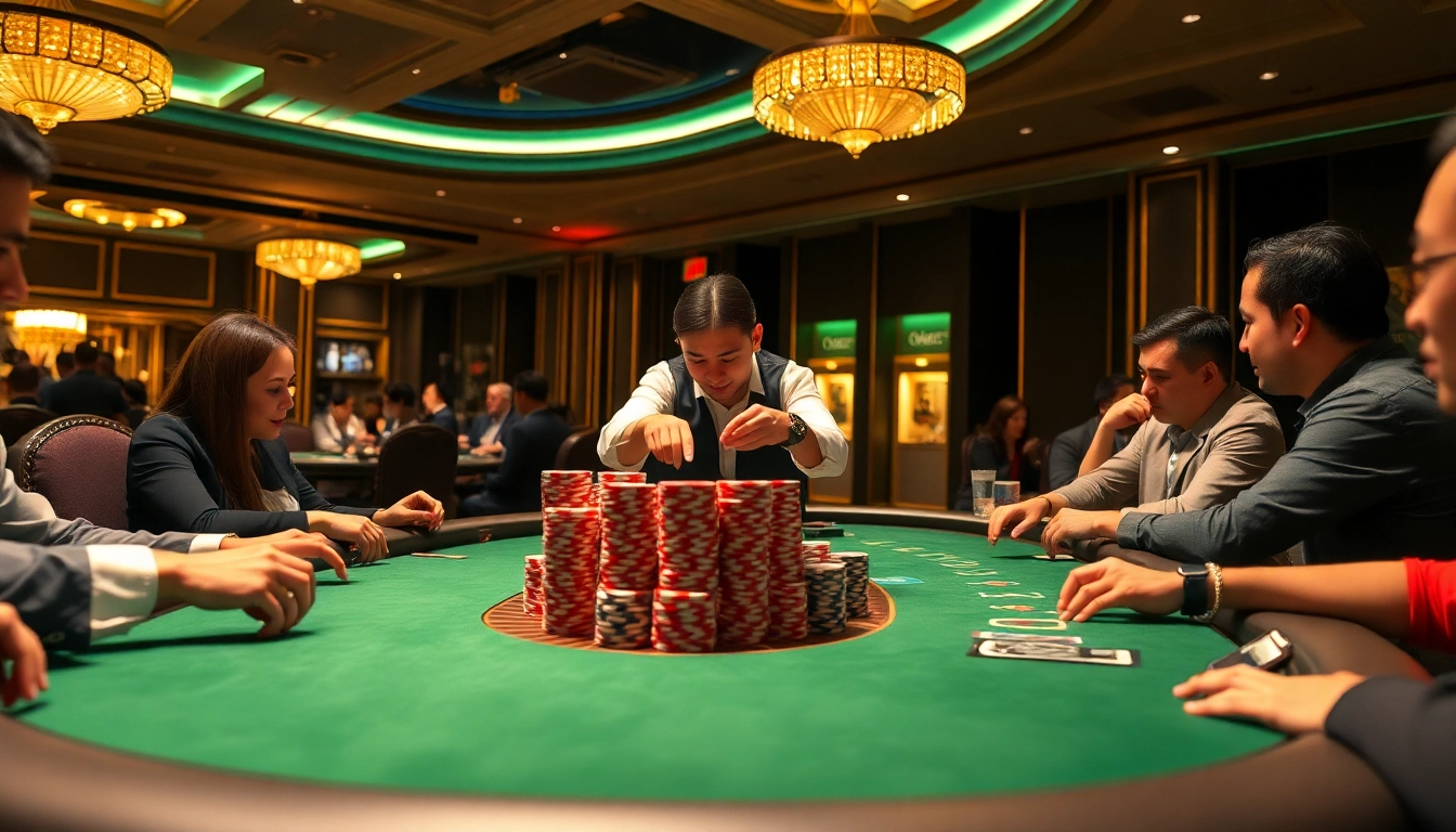 Experience high-stakes poker at nk88 casino with luxurious tables and vibrant atmosphere.