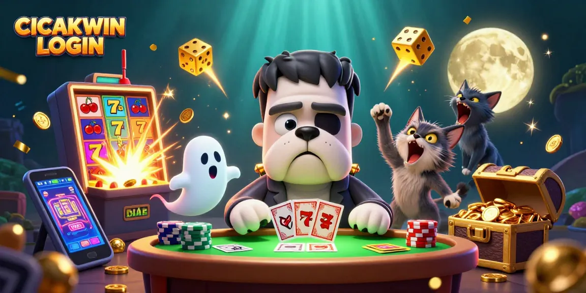 Engage with CICAKWIN LOGIN at a vibrant casino scene featuring unique 3D characters and dynamic jackpot action.