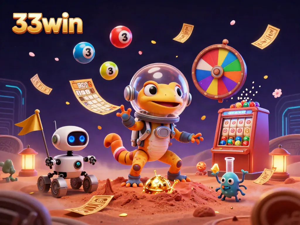 Engage with 33win's vibrant Martian casino adventure filled with dynamic lottery elements.