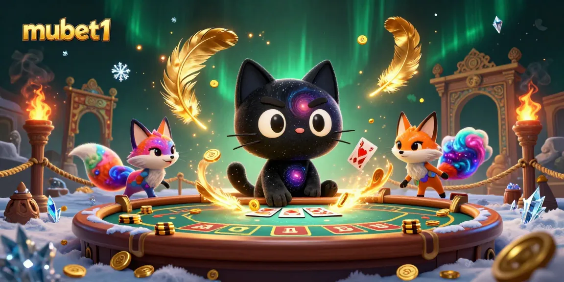Spin to win at mubet1 with dynamic cosmic casino action featuring a black hole cat and nebula fox.