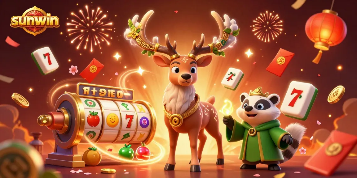 Experience thrilling gameplay with sunwin in this vibrant 3D casino illustration featuring dynamic elements and characters.