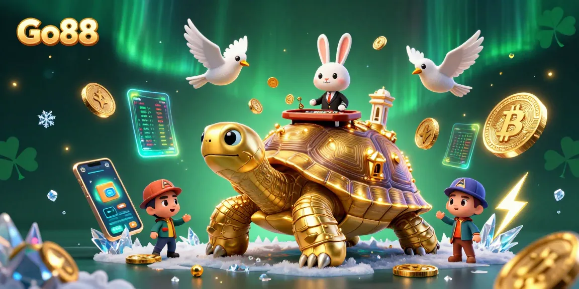 Win big with Go88 in a vibrant 3D illustration showcasing a unique casino atmosphere and exciting gaming elements.