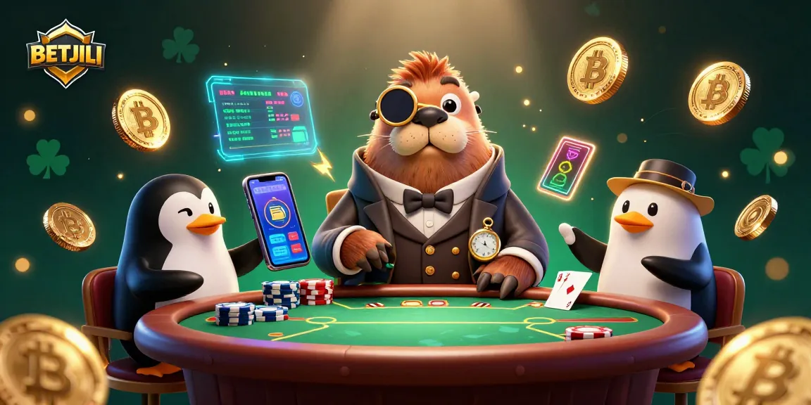 Engage in thrilling poker with BETJILI's cartoon characters at an underwater casino table.