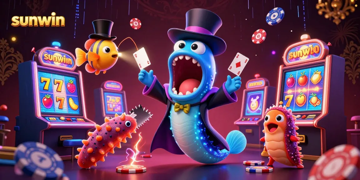 Experience entertainment with Sunwin's fun casino scene featuring interactive slots and vibrant gaming elements.