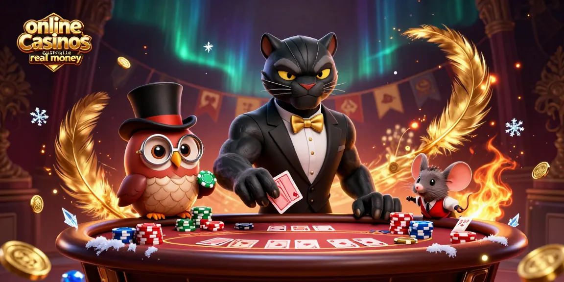 Play winning hands with online casinos Australia real money featuring a stylish panther dealer and charming characters.